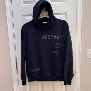 s.Oliver x Restart Men's 100% Cotton Pullover Hoodie Sweatshirt Navy Blue Large